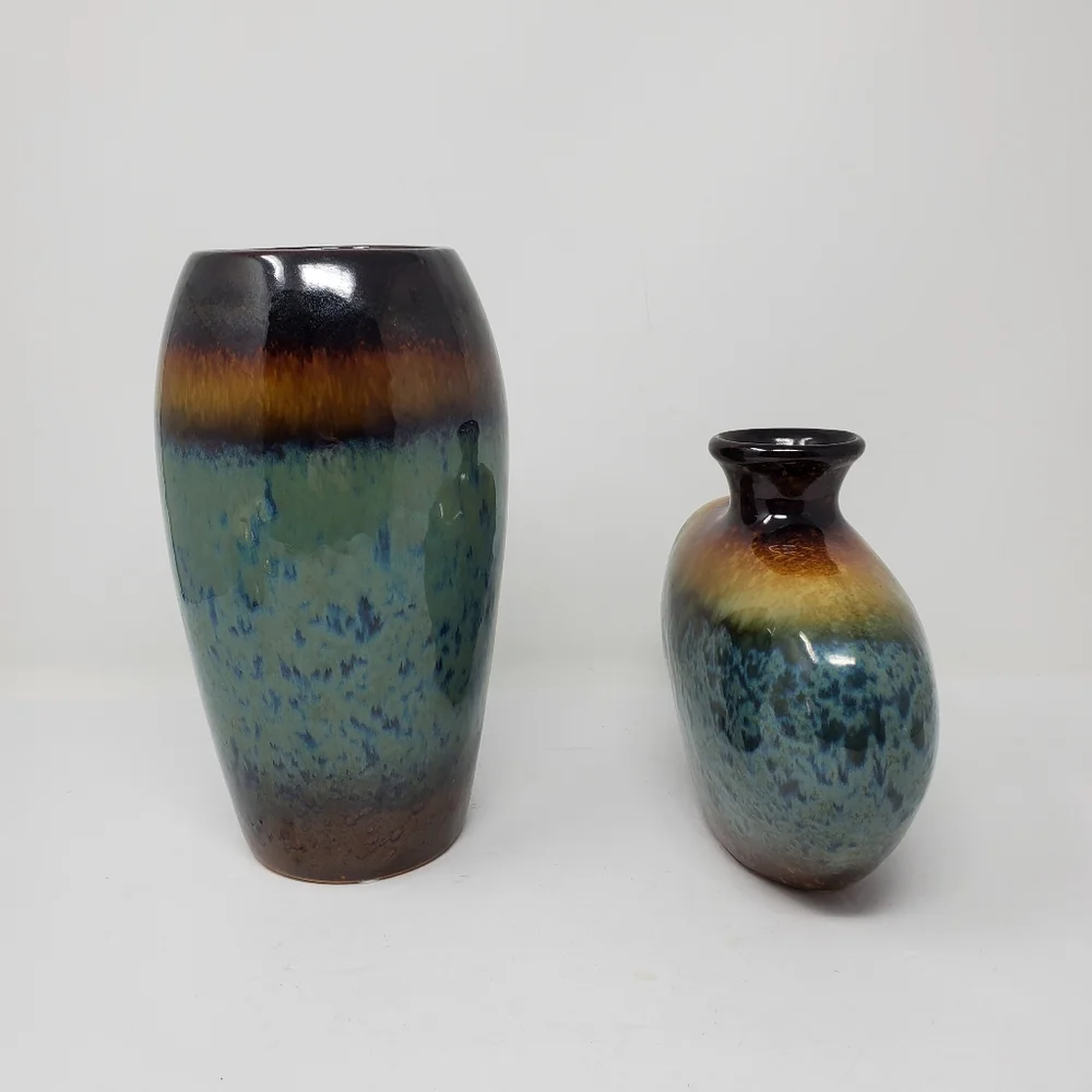 Ceramic glazed pottery set of 2 ombre med
